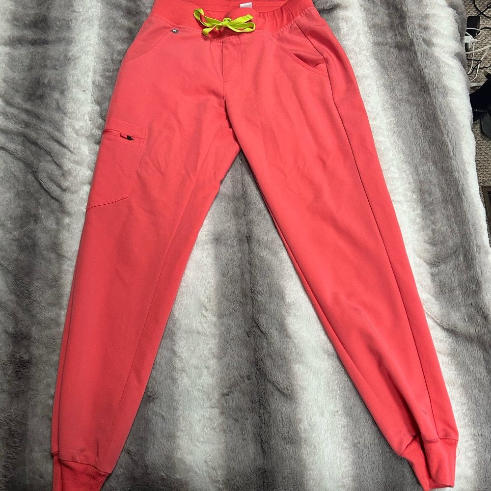 FIGS XS Zamora Joggers in Hot Coral
